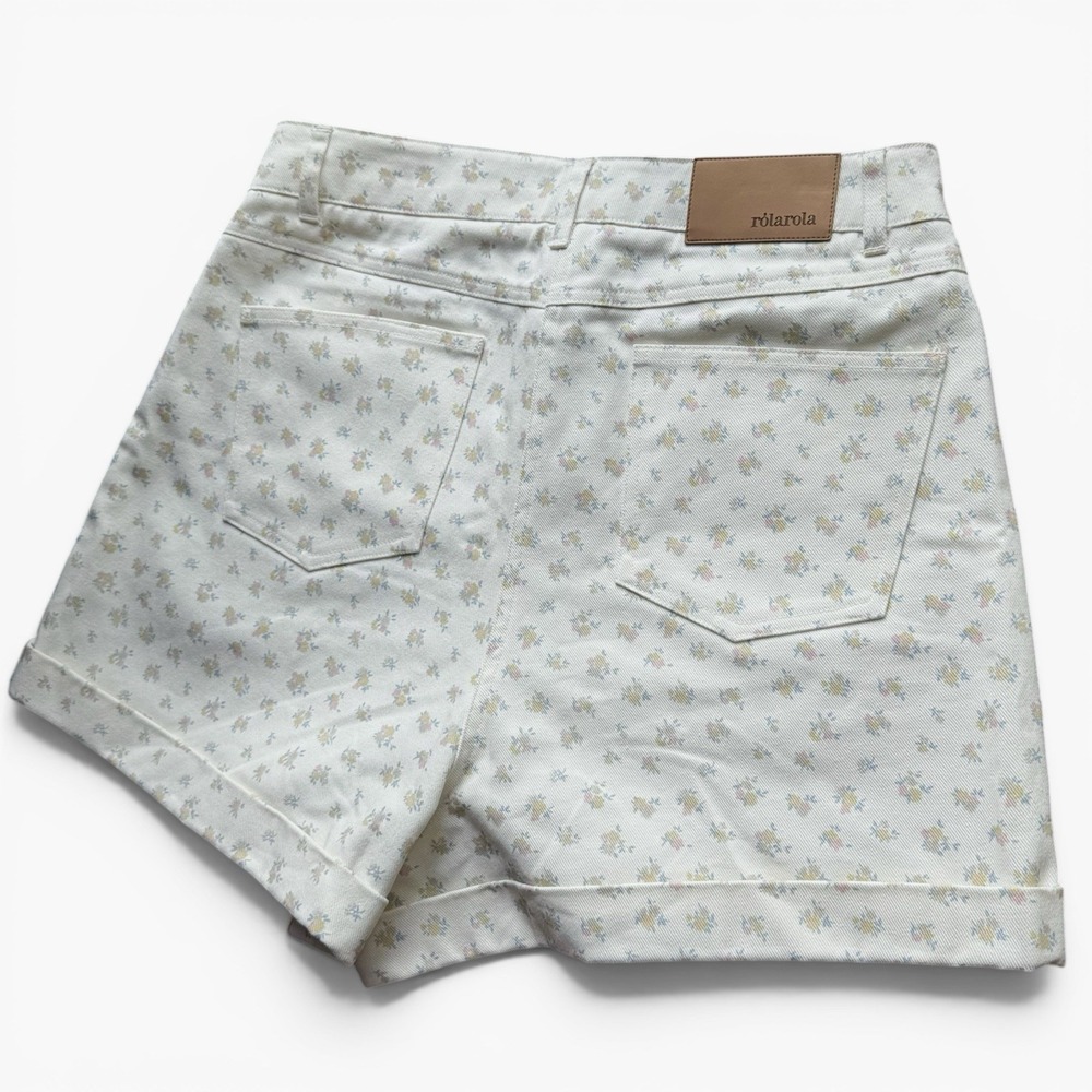 ROLAROLA Flower Half Pants Ivory Floral Shorts Women's Size M Korean Fashio - Picture 12 of 13